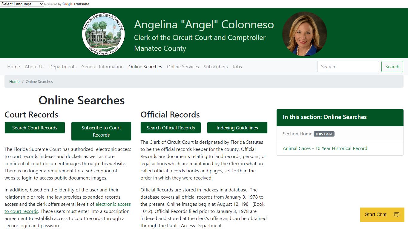 Online Searches - Manatee Clerk
