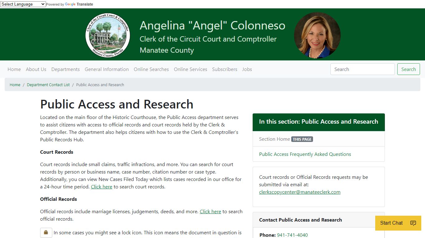 Public Access and Research - Manatee Clerk